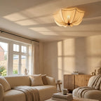 Loftlampe i Draperet Stof med Blomstersilhuet – Japansk Wabi Sabi Design 1