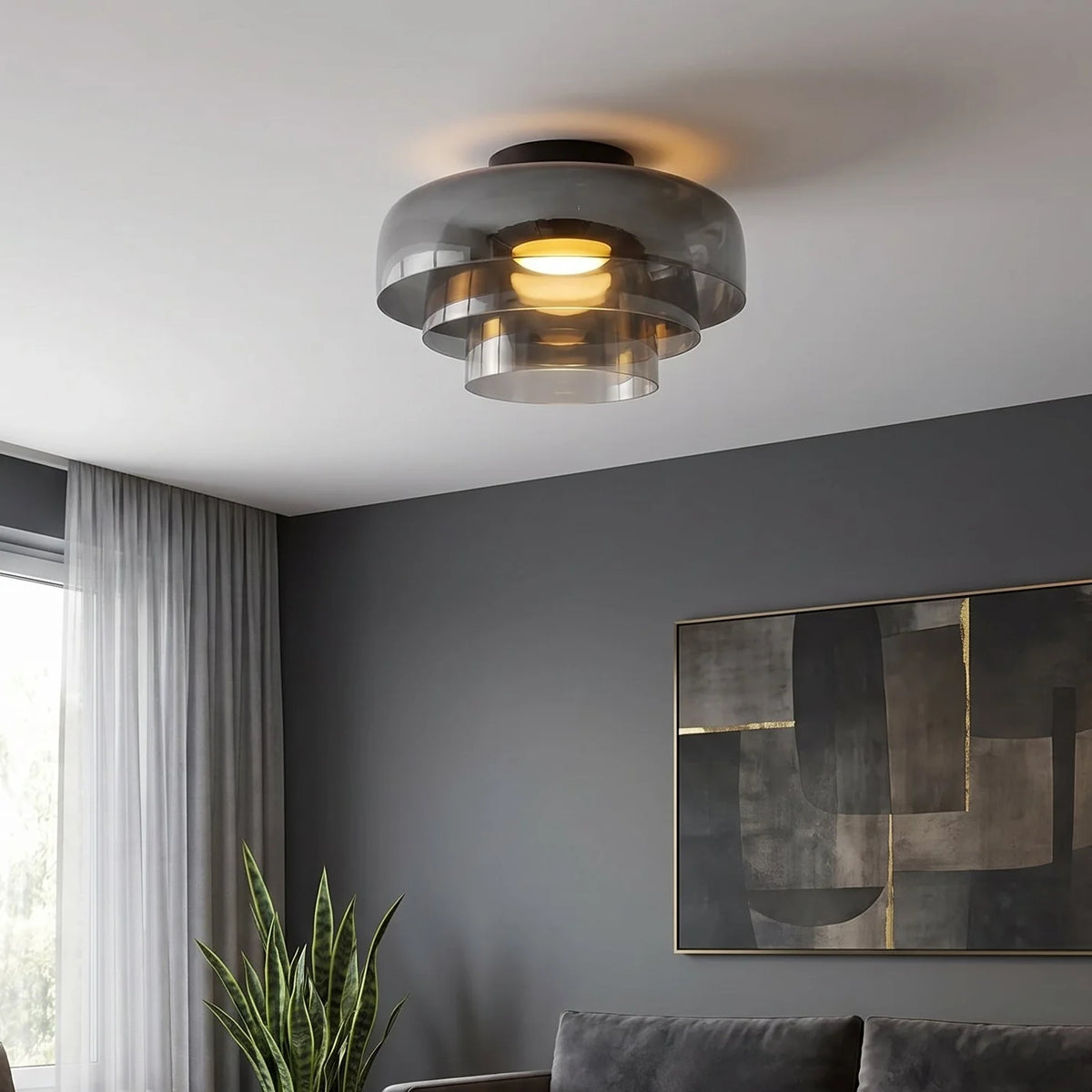 Loftlampe i Glas med Lagdelt Design 1