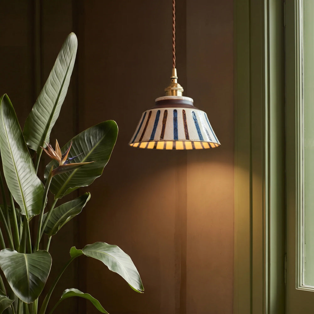 Loftlampe i Keramik – Justerbar Ledning og Mønstret Finish 15