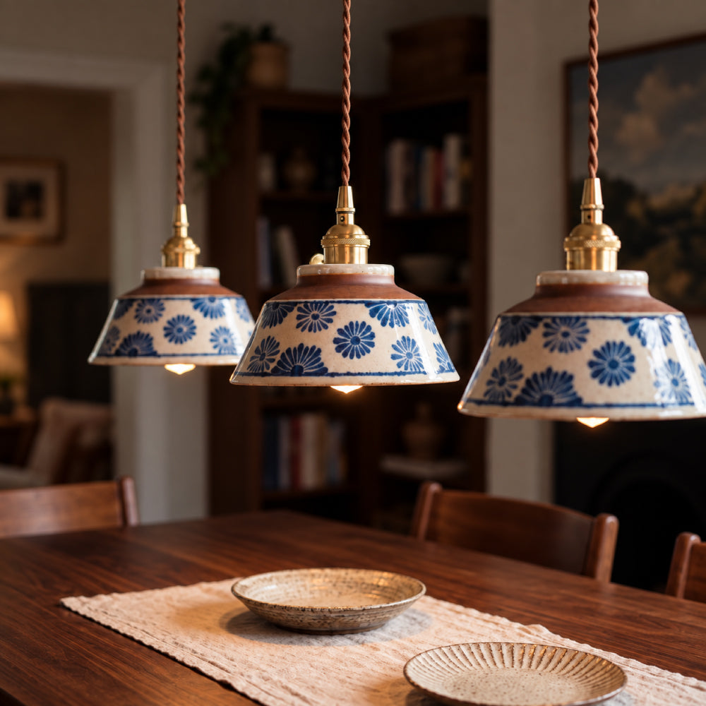 Loftlampe i Keramik – Justerbar Ledning og Mønstret Finish 17