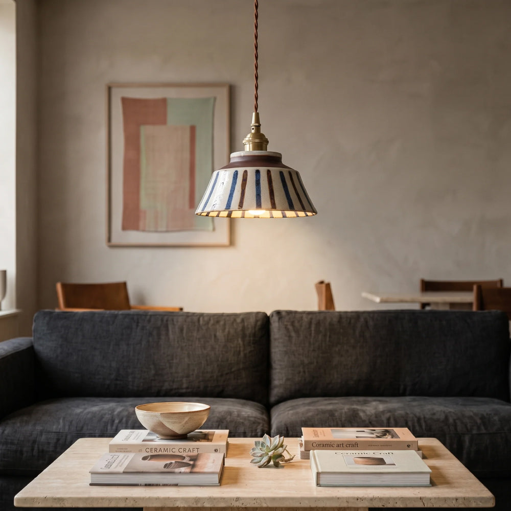 Loftlampe i Keramik – Justerbar Ledning og Mønstret Finish 1