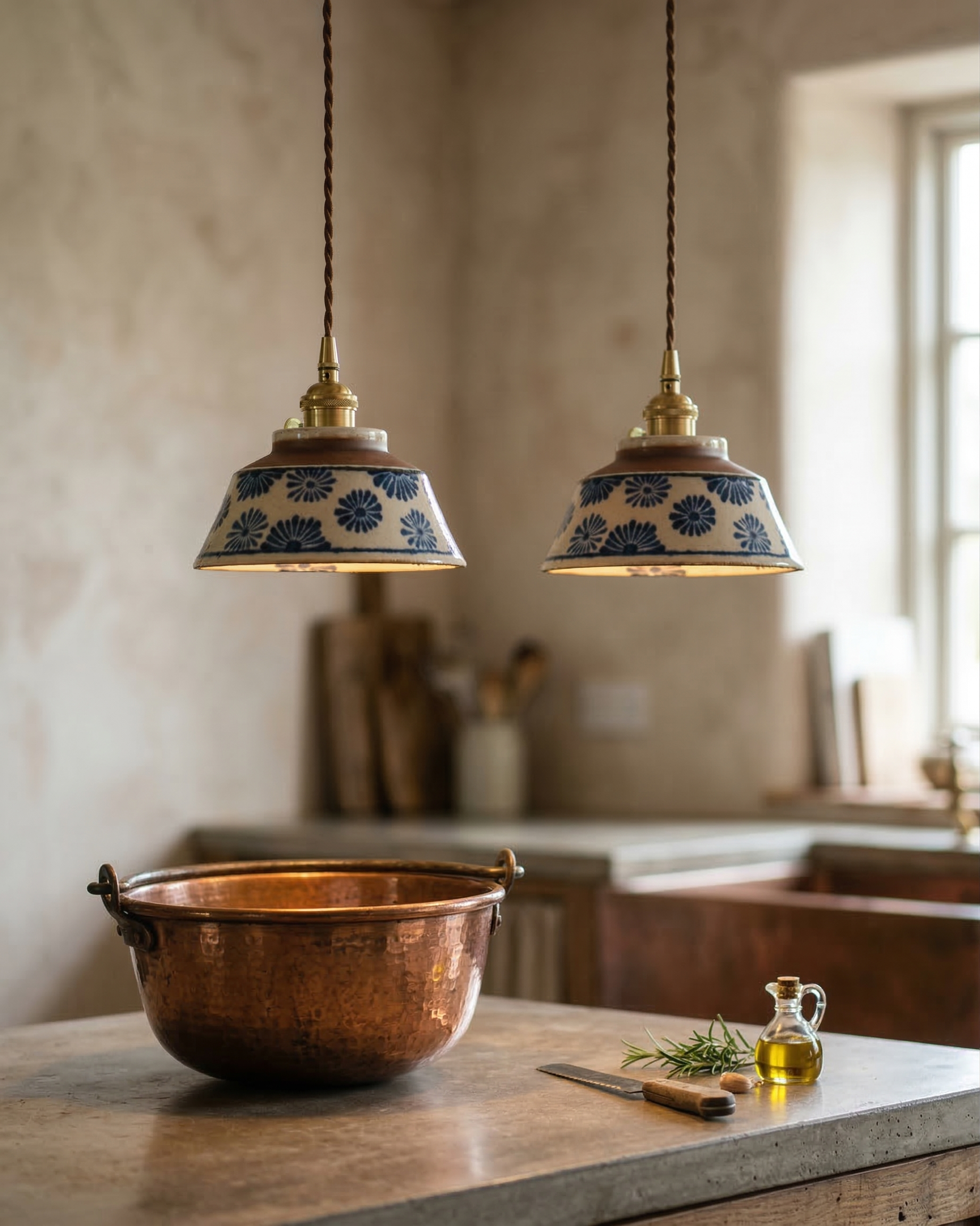 Loftlampe i Keramik - Justerbar Ledning og Mønstret Finish 9
