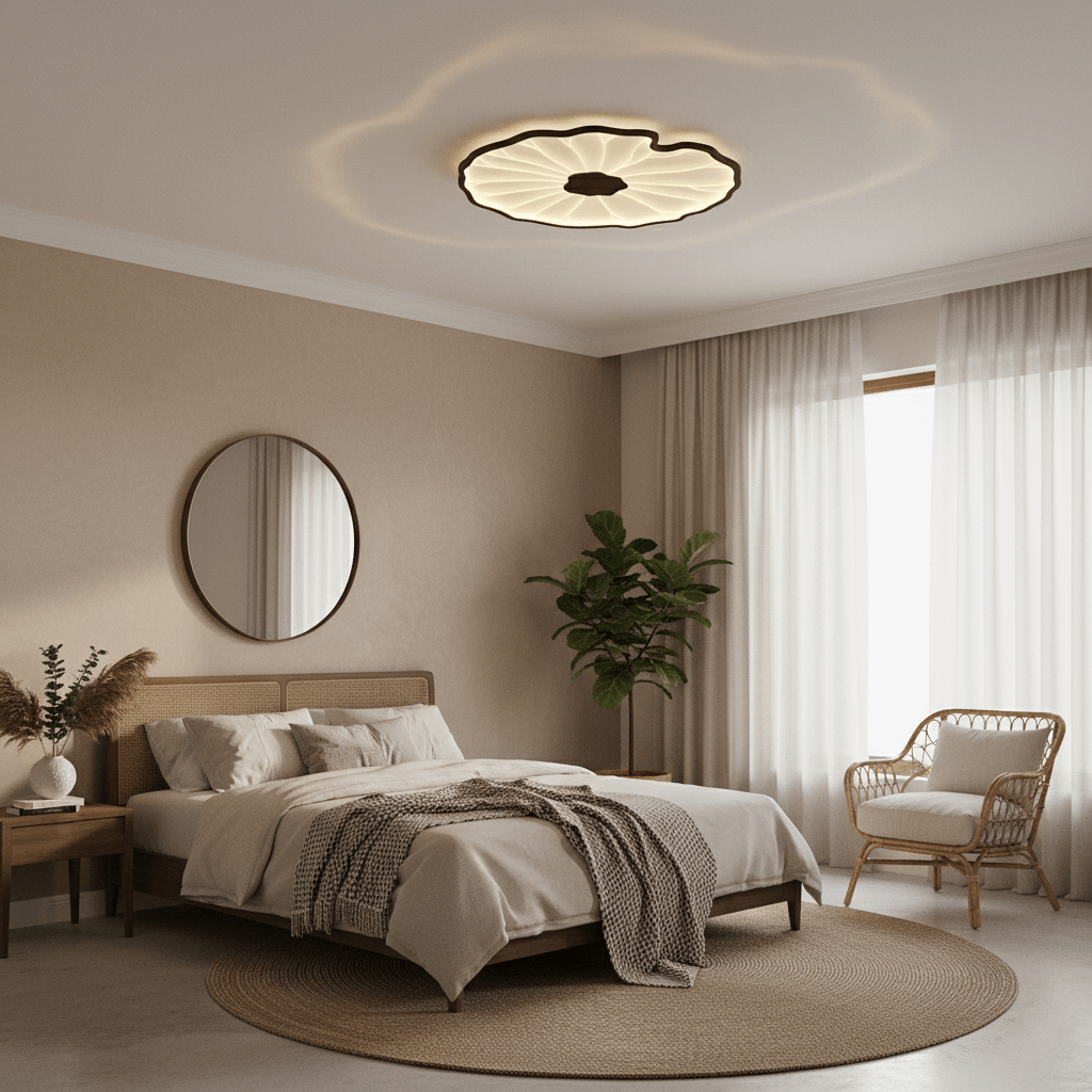Loftslampe i Akryl – Lotusbladsdesign med Blødt og Behageligt Lys 12