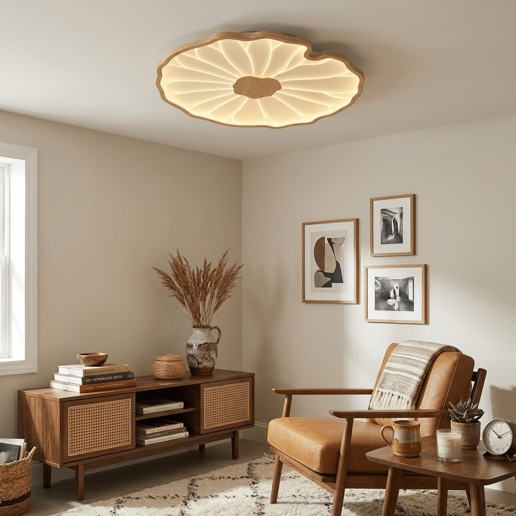 Loftslampe i Akryl – Lotusbladsdesign med Blødt og Behageligt Lys 2