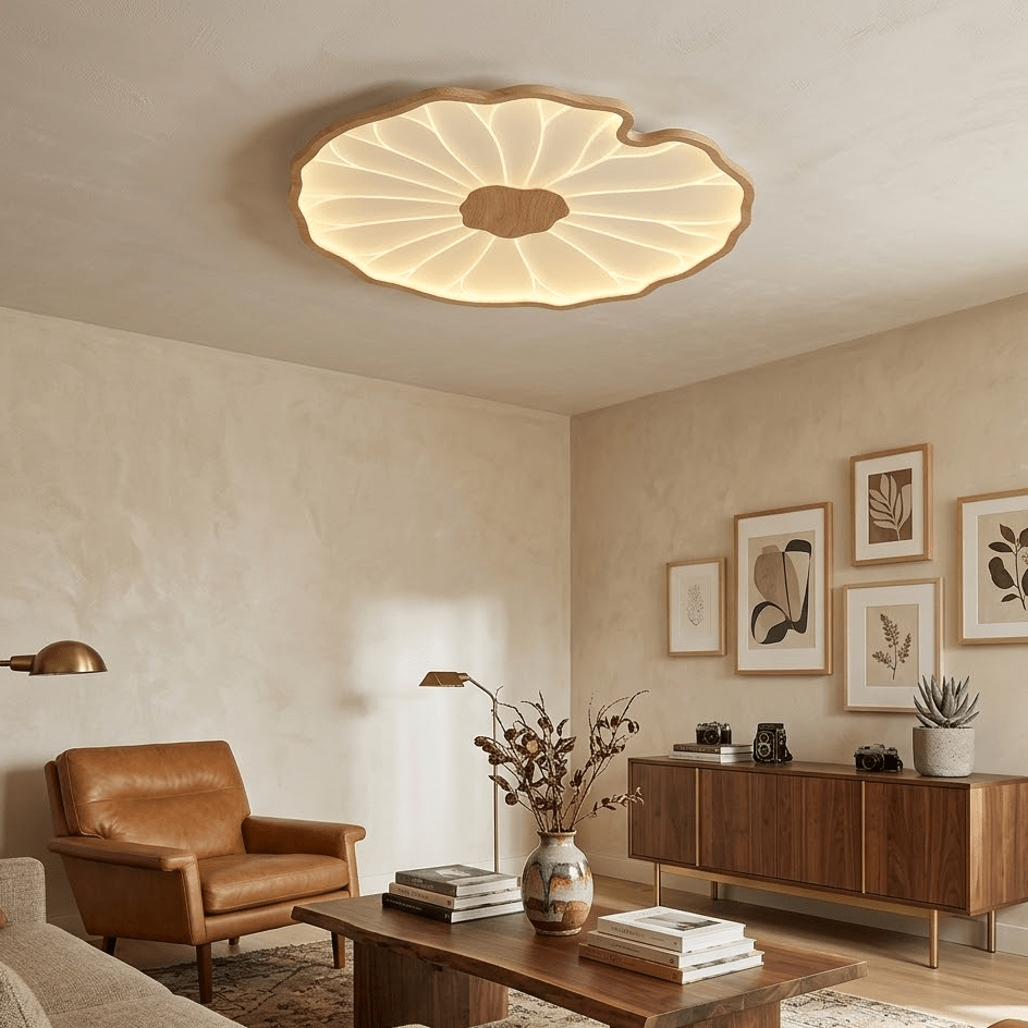 Loftslampe i Akryl – Lotusbladsdesign med Blødt og Behageligt Lys 3