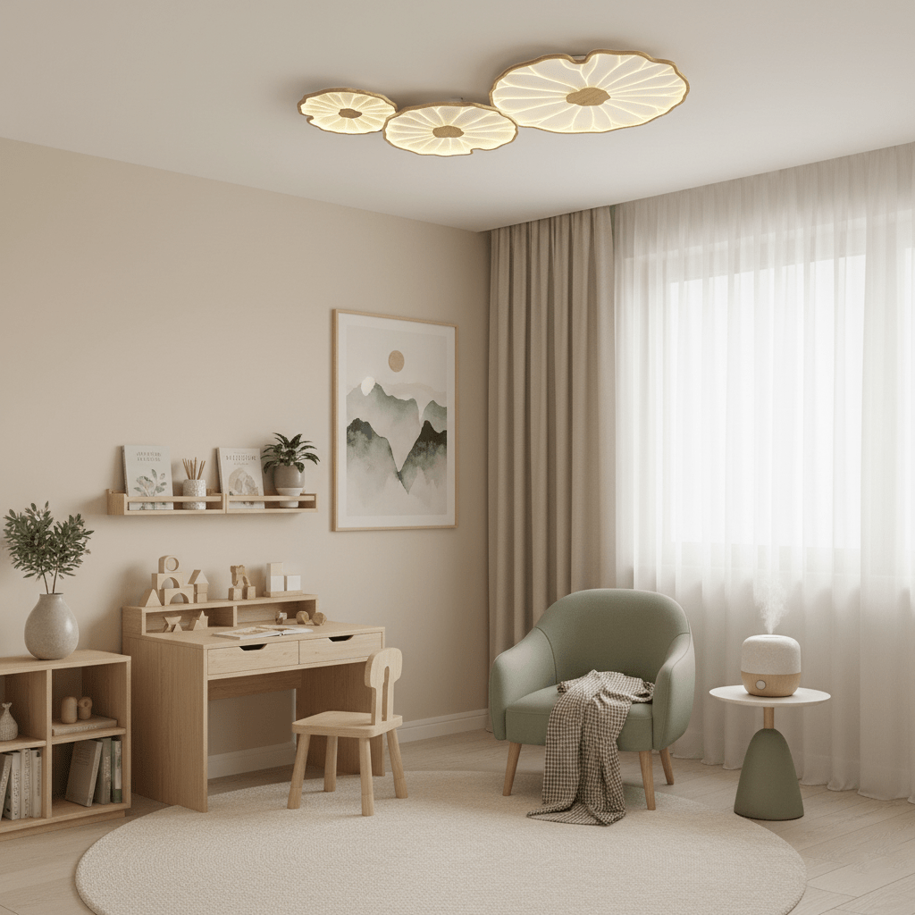 Loftslampe i Akryl – Lotusbladsdesign med Blødt og Behageligt Lys 6