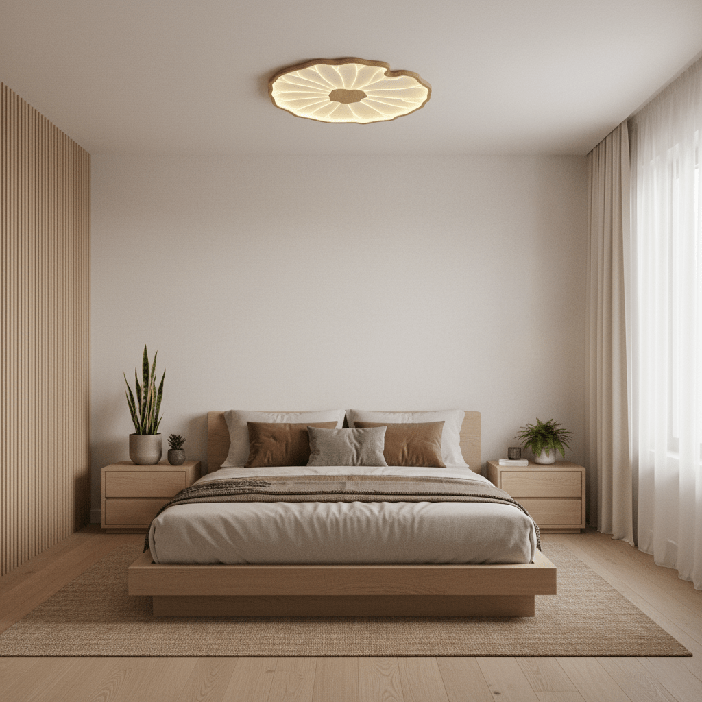 Loftslampe i Akryl – Lotusbladsdesign med Blødt og Behageligt Lys 7