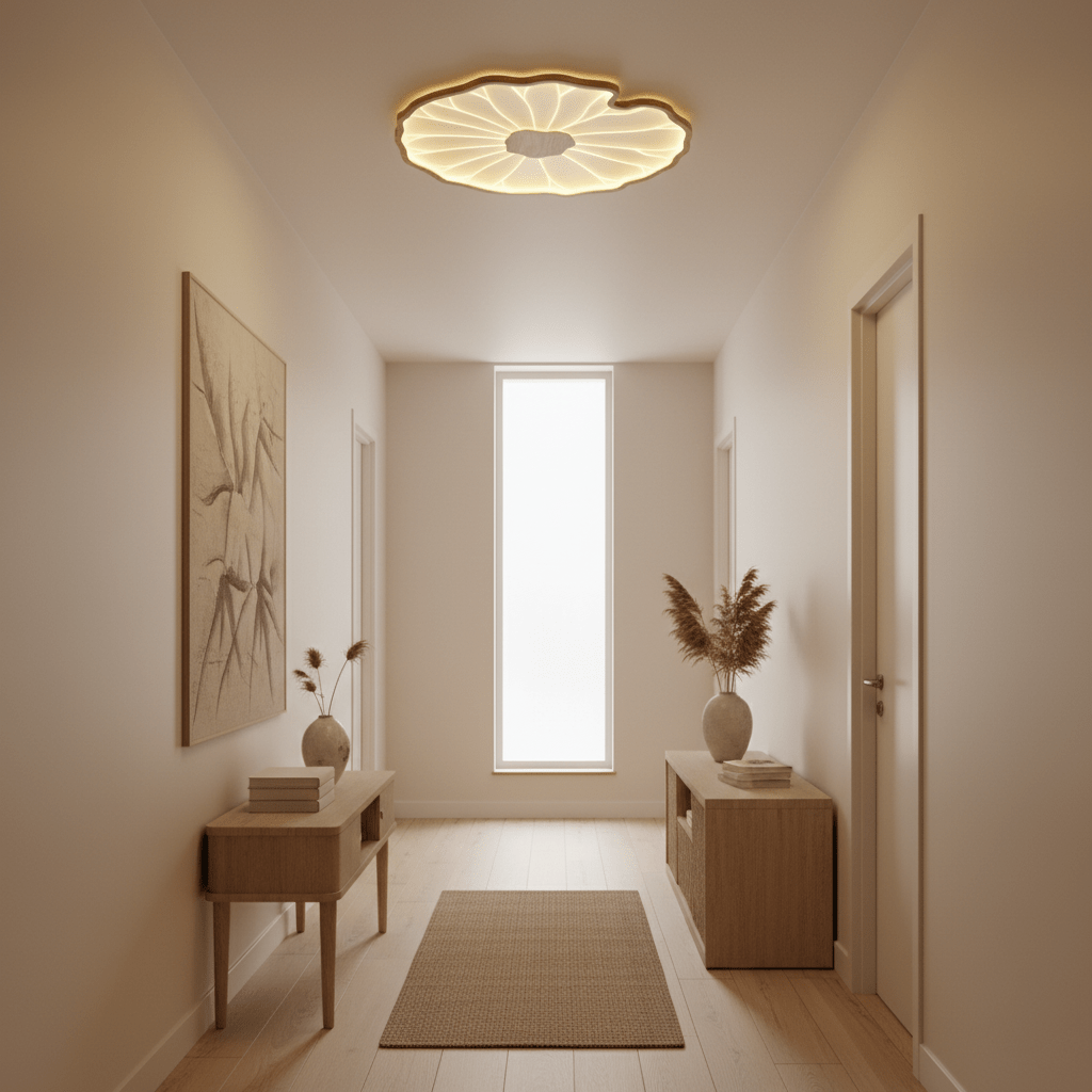 Loftslampe i Akryl – Lotusbladsdesign med Blødt og Behageligt Lys 8