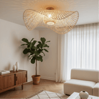 Loftslampe i Bambus og Rattan – Unikt Lysmønster til Stue og Soveværelse 1