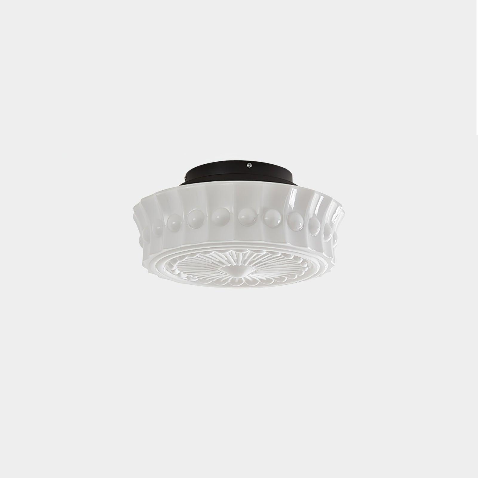 Loftslampe i Opalglas – Riflet Vintage Design med Varmt Lys 0