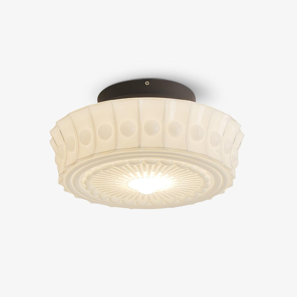 Loftslampe i Opalglas – Riflet Vintage Design med Varmt Lys 1