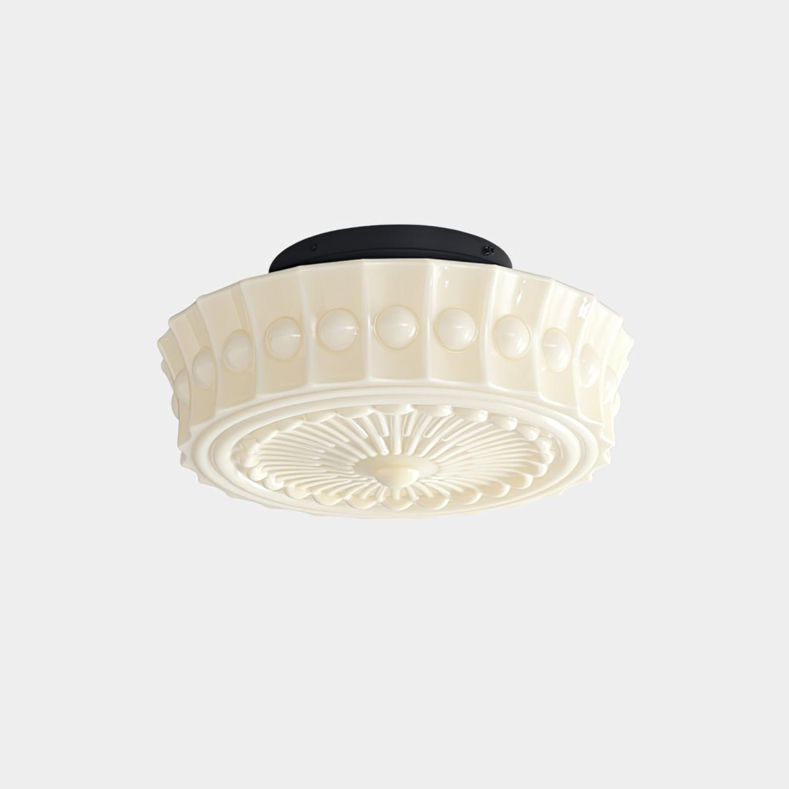 Loftslampe i Opalglas – Riflet Vintage Design med Varmt Lys 11