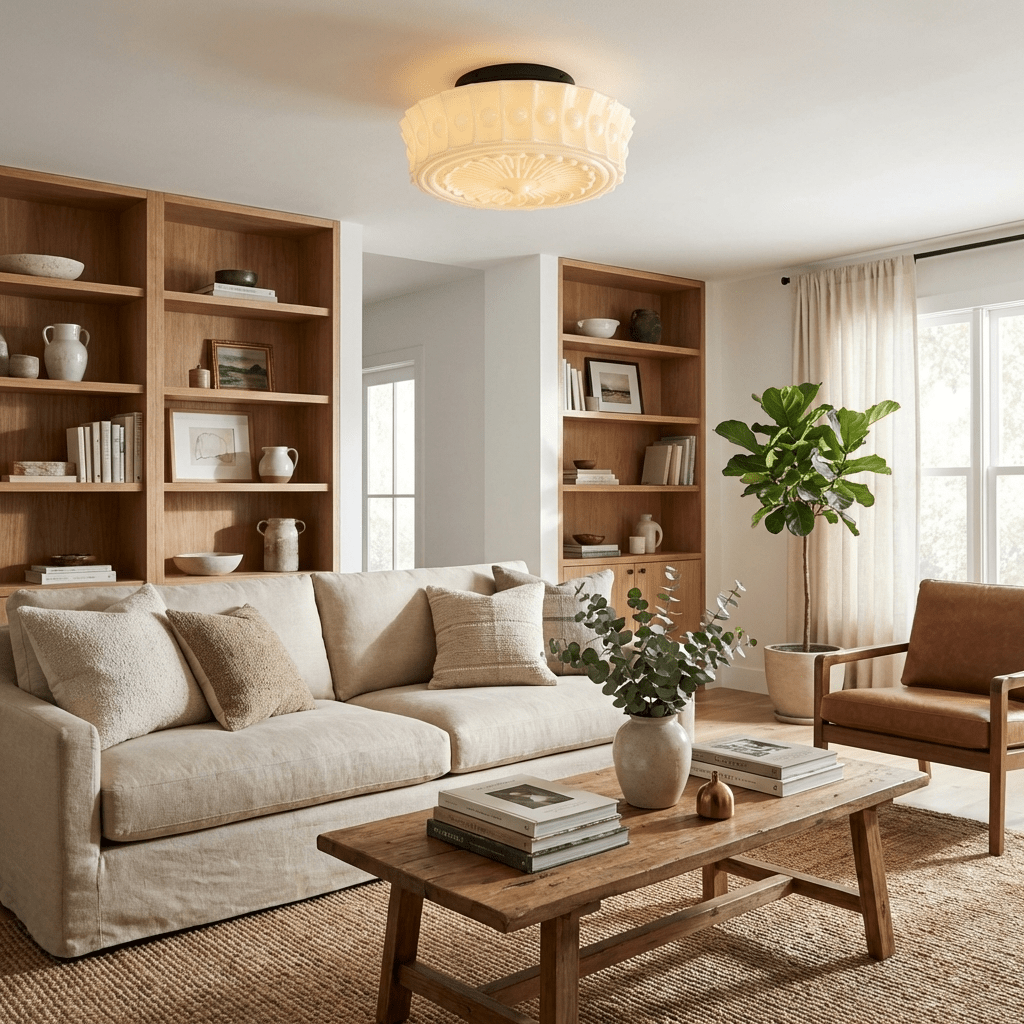 Loftslampe i Opalglas – Riflet Vintage Design med Varmt Lys 2
