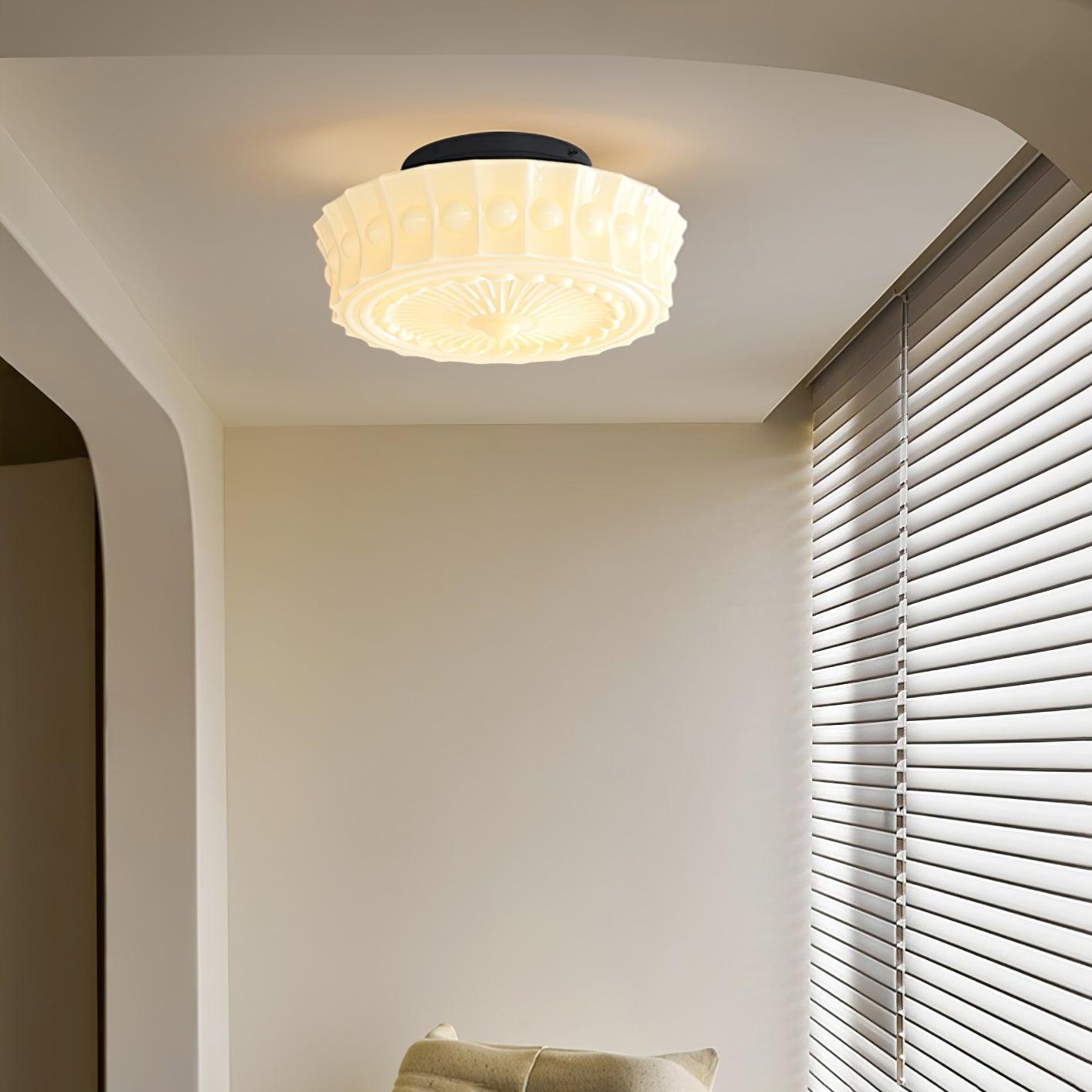 Loftslampe i Opalglas – Riflet Vintage Design med Varmt Lys 5