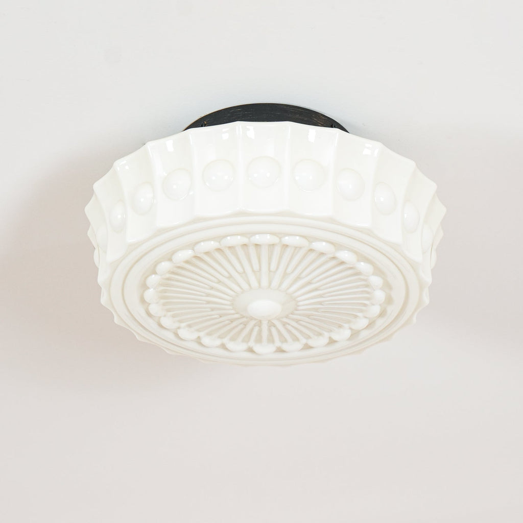 Loftslampe i Opalglas – Riflet Vintage Design med Varmt Lys 8