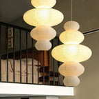 Loftslampe i Rispapir - Wabi-Sabi Design med Justerbar Ledning 3