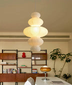 Loftslampe i Rispapir - Wabi-Sabi Design med Justerbar Ledning 5
