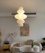 Loftslampe i Rispapir - Wabi-Sabi Design med Justerbar Ledning 7