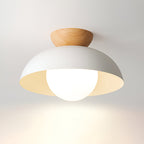 Loftslampe i Skålform - Glaskugle med Trædetalje i Nordisk Udtryk 7
