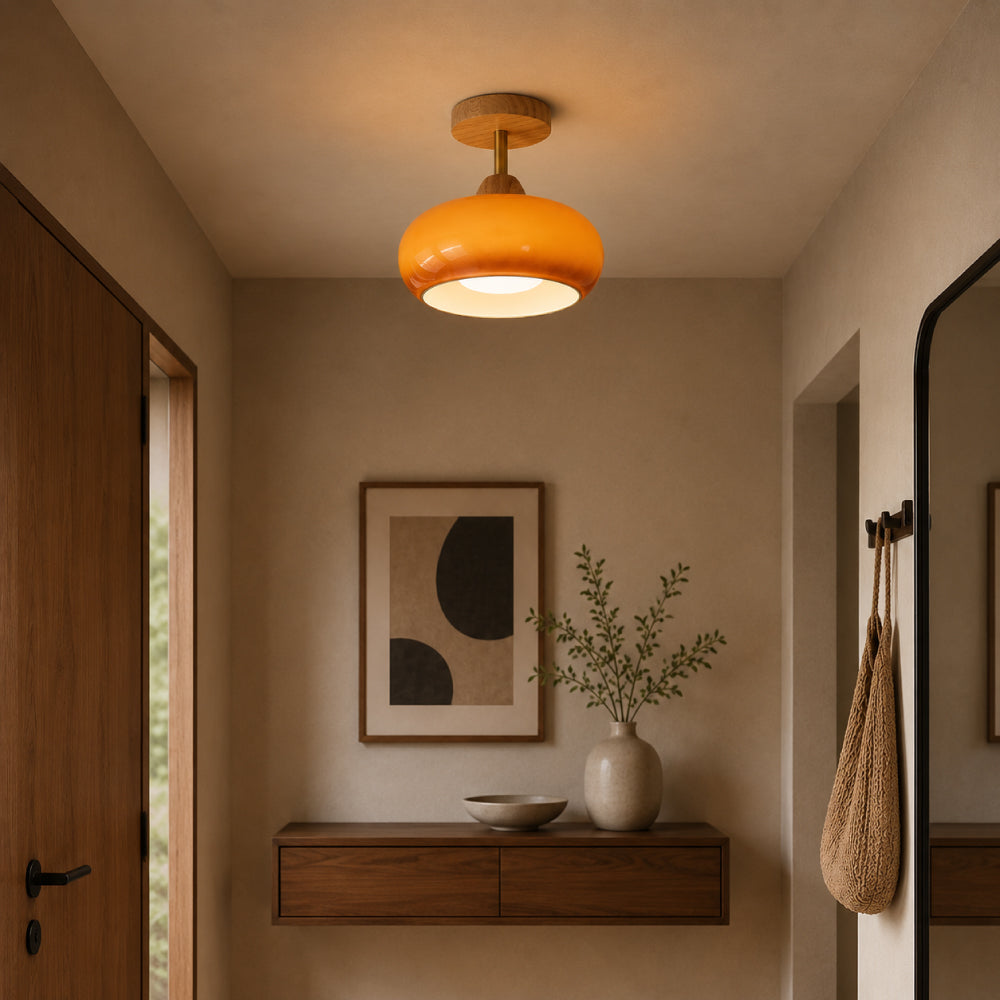 Loftslampe i Træ og Glas - Bauhaus Design 4
