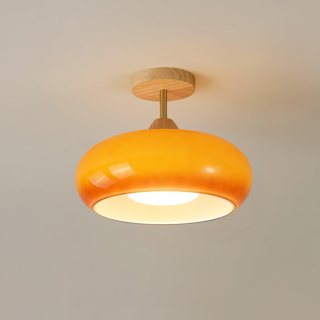 Loftslampe i Træ og Glas - Bauhaus Design 5