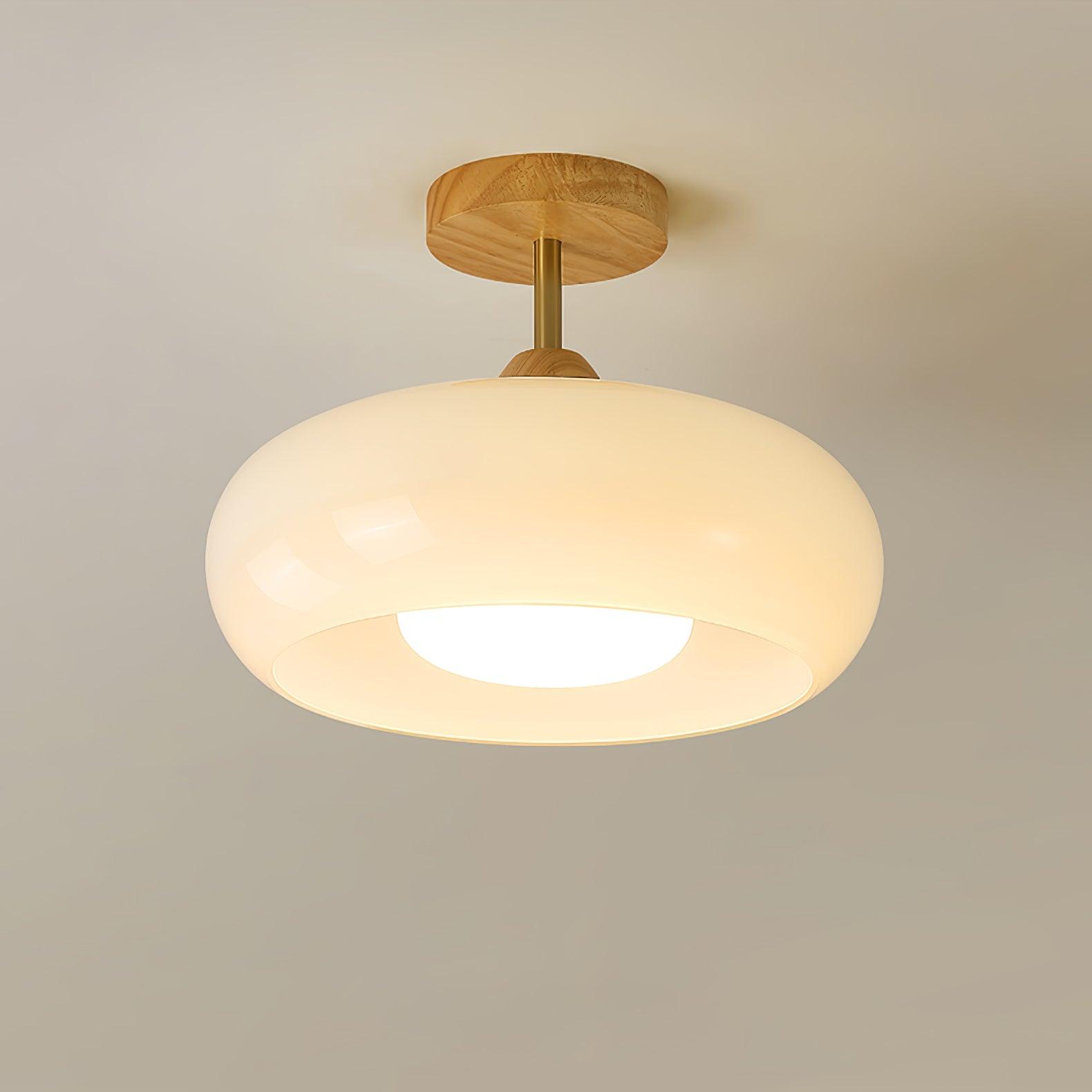 Loftslampe i Træ og Glas - Bauhaus Design 8