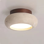 Loftslampe i Travertin med Valnøddetaljer til Gang og Stue 8