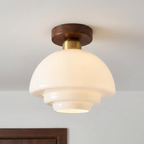 Loftslampe i Valnod og Glas Skandinavisk LED-Belysning til Stue og Sovevaerelse 0
