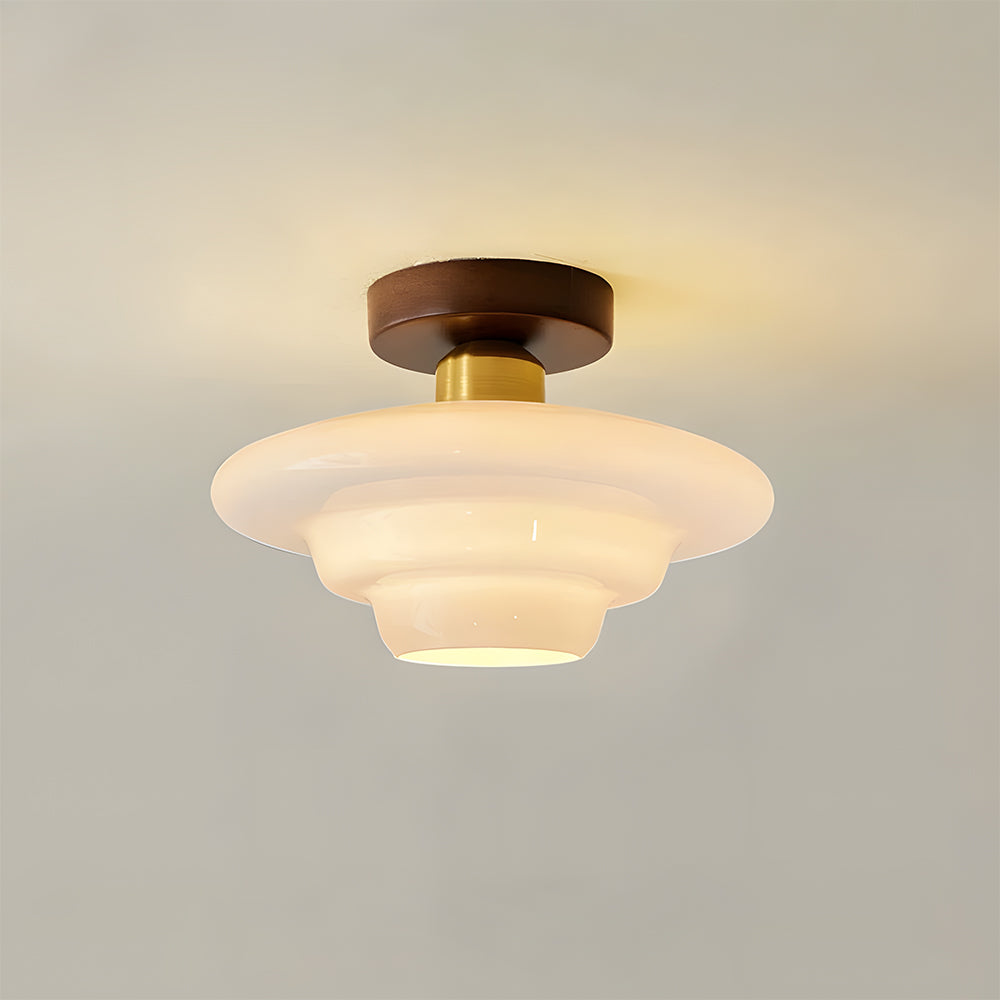 Loftslampe i Valnod og Glas Skandinavisk LED-Belysning til Stue og Sovevaerelse 1