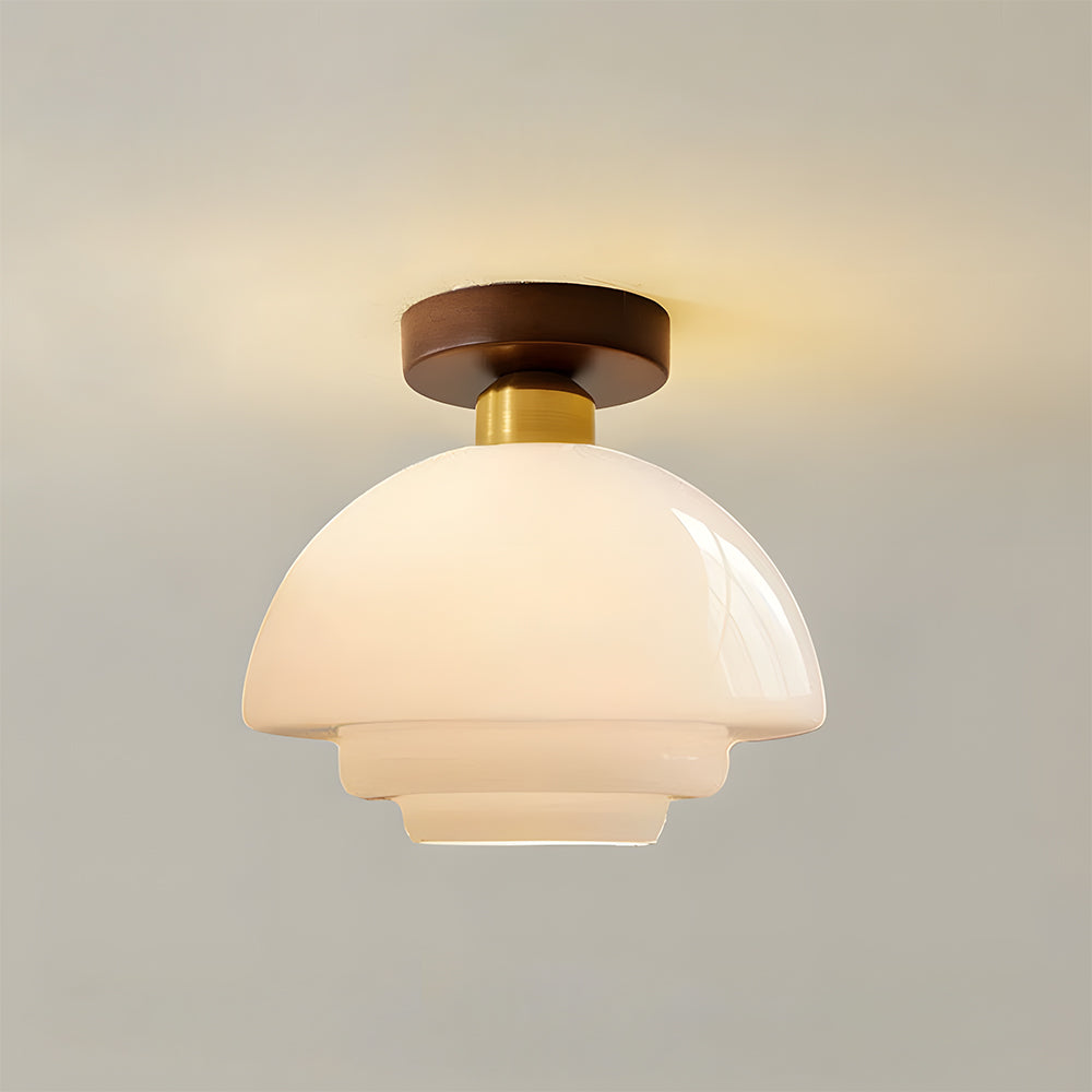 Loftslampe i Valnod og Glas Skandinavisk LED-Belysning til Stue og Sovevaerelse 2