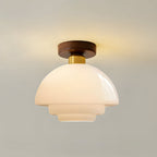 Loftslampe i Valnod og Glas Skandinavisk LED-Belysning til Stue og Sovevaerelse 2
