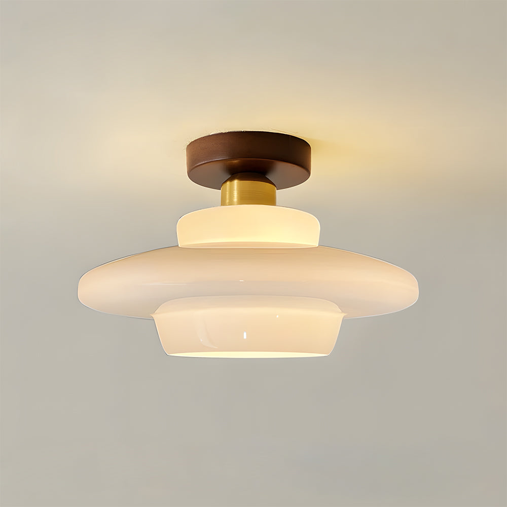 Loftslampe i Valnod og Glas Skandinavisk LED-Belysning til Stue og Sovevaerelse 3