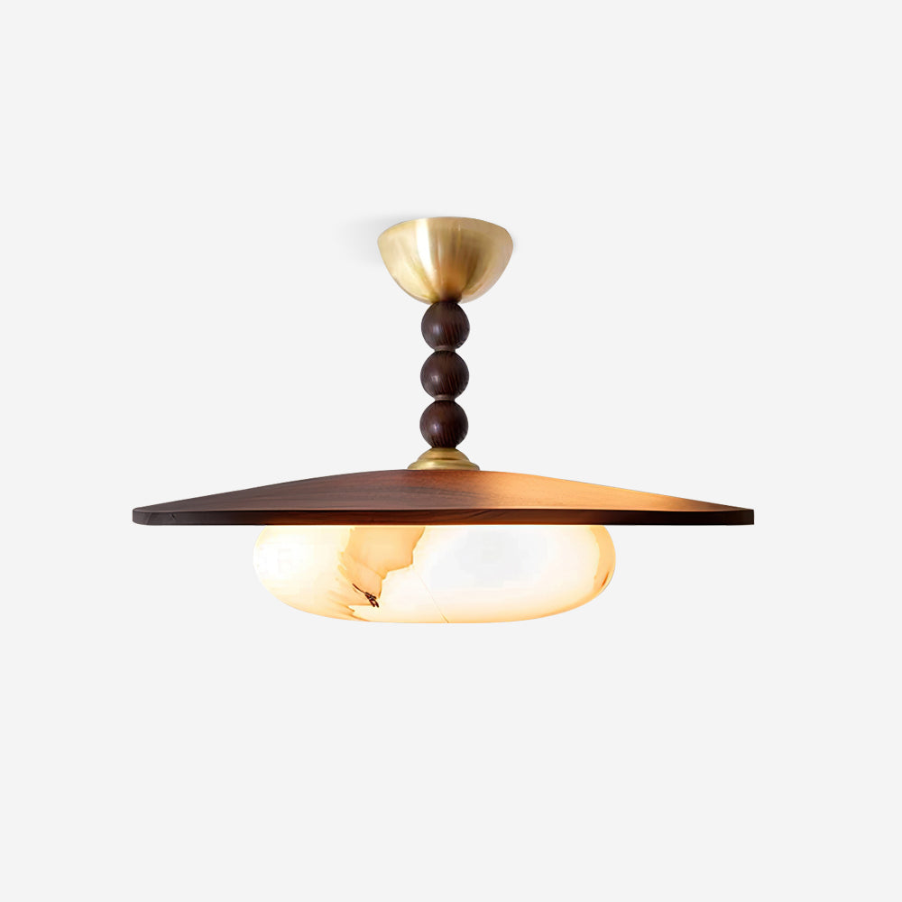 Loftslampe i Valnød og Messing – Skulpturelt Design til Stue og Soveværelse 2