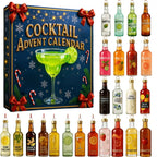 Cocktail Julekalender 2026 – 24 Mini Cocktailflasker som Juletræspynt, Julenedtælling for Voksne (uden Alkohol)