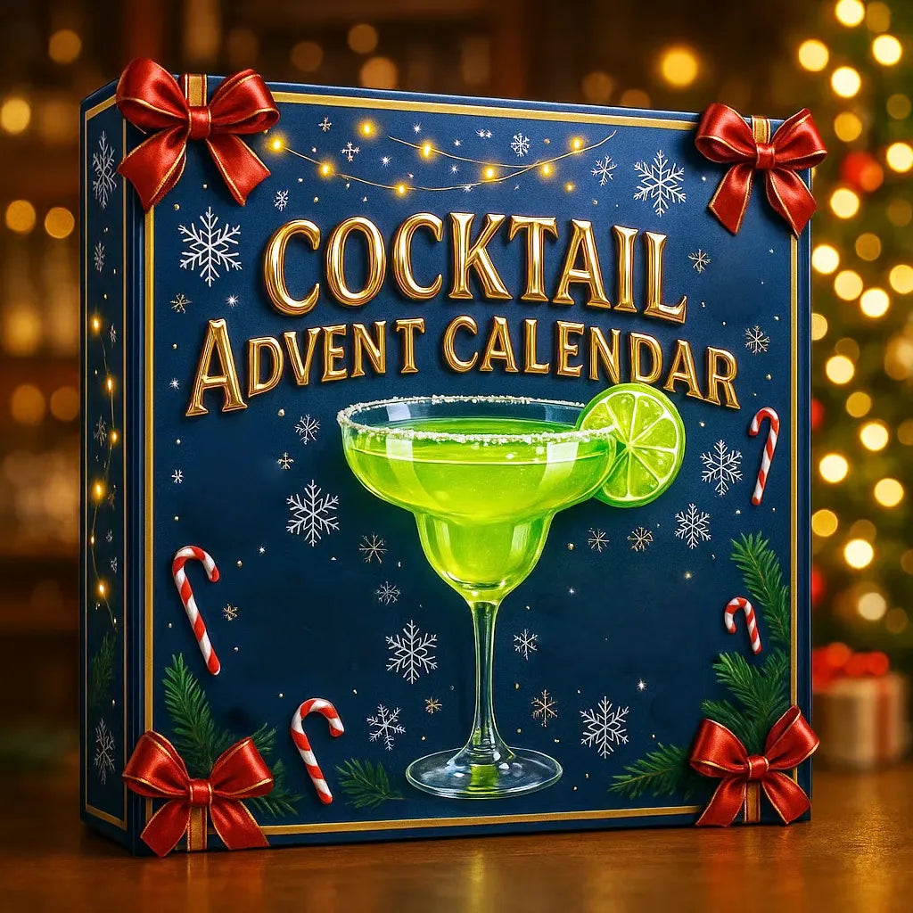 Cocktail Julekalender 2026 – 24 Mini Cocktailflasker som Juletræspynt, Julenedtælling for Voksne (uden Alkohol)