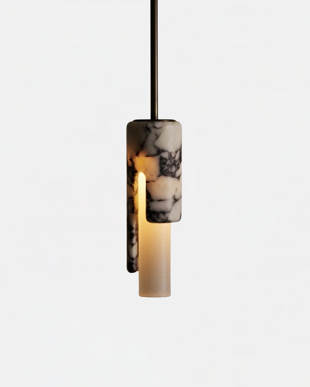 Marmor Pendel Lampe - Slank Cylinderform i Natursten 2
