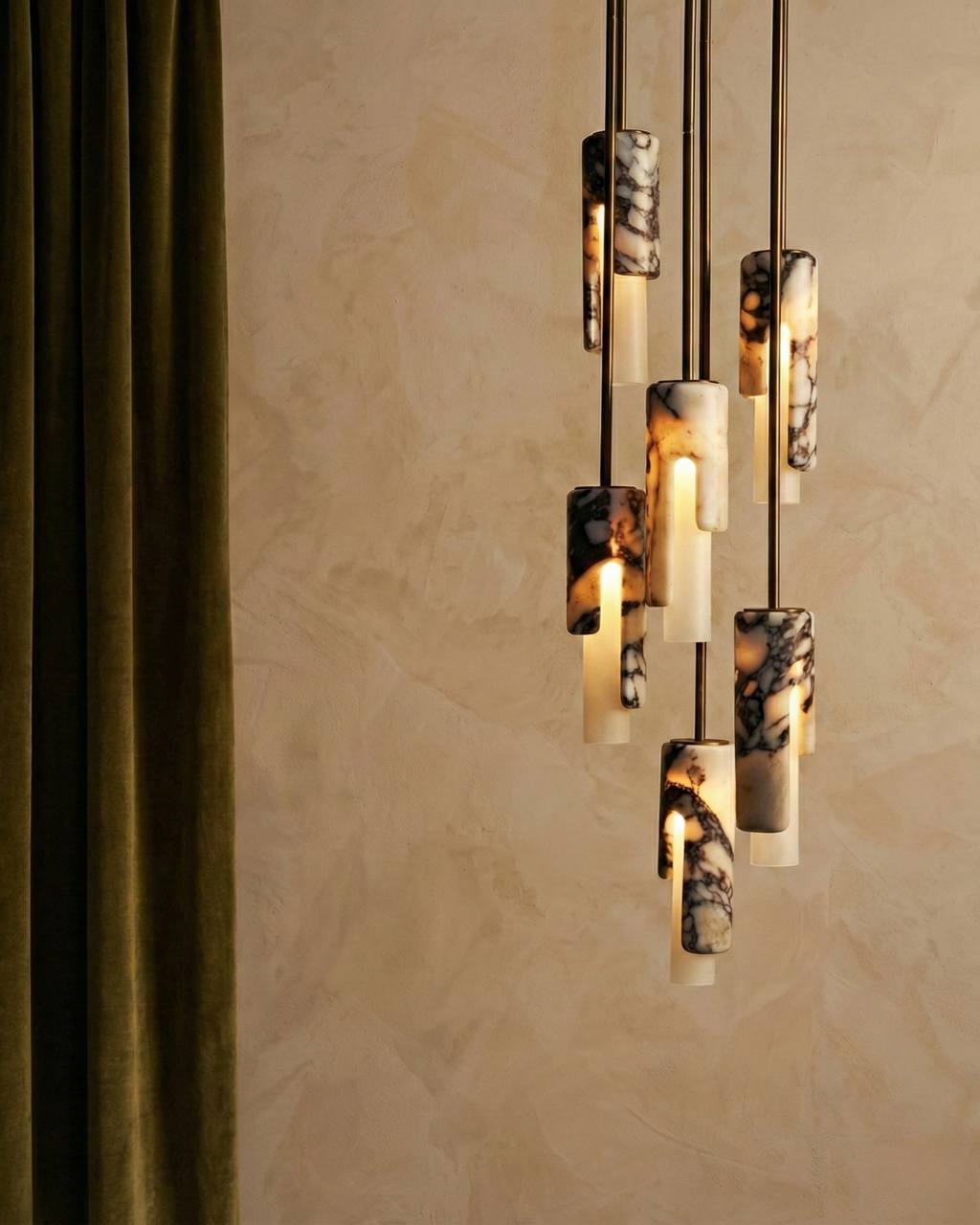 Marmor Pendel Lampe - Slank Cylinderform i Natursten 5
