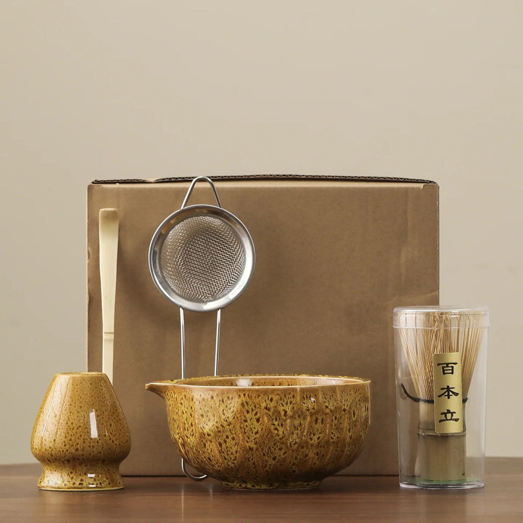 Matcha Sæt – 5 Dele i Keramik og Bambus med Unik Ovntransformation 0