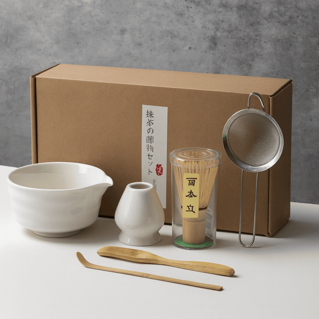 Matcha Sæt – Keramisk Skål og Bambusredskaber til Traditionel Te-ceremoni 4