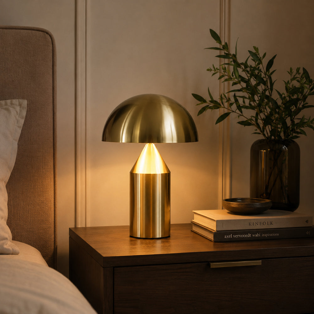 Minimalistisk Bordlampe - Kuppelformet Skærm med Skulpturel Silhuet 2
