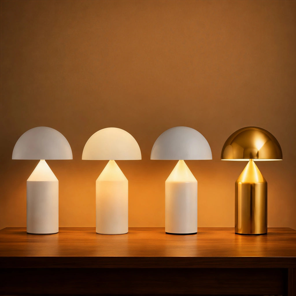 Minimalistisk Bordlampe - Kuppelformet Skærm med Skulpturel Silhuet 6
