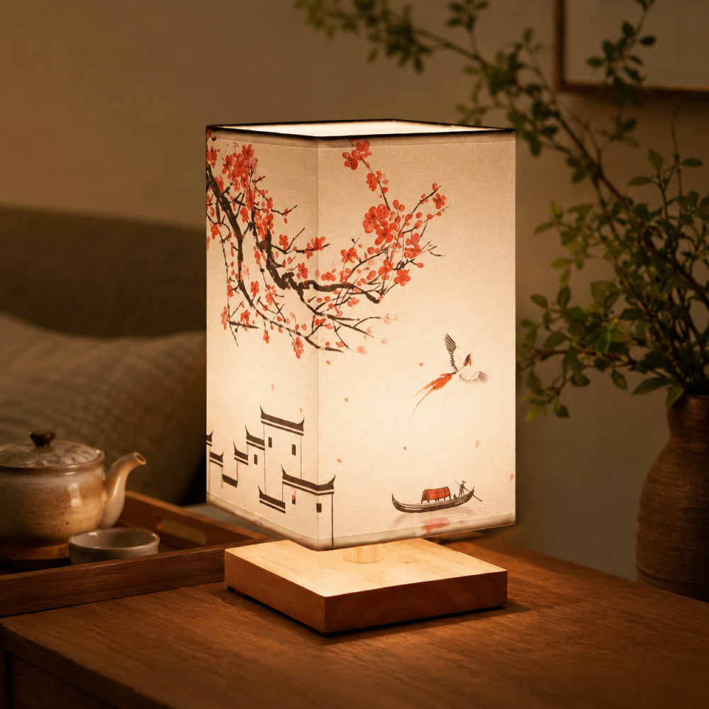 Minimalistisk Bordlampe i Bambus og Træ – Japansk-Skandinavisk Design 0