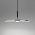 Minimalistisk Hængelampe til Spisebord - Bred Metalskærm med Svævende Design 3
