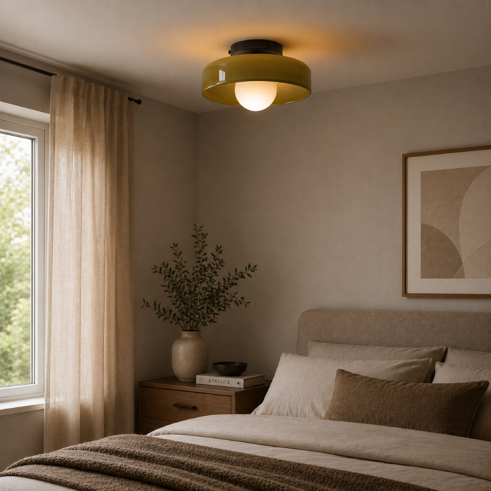 Minimalistisk Loftlampe - Svævende Glaskugle i Cirkulær Ramme 1