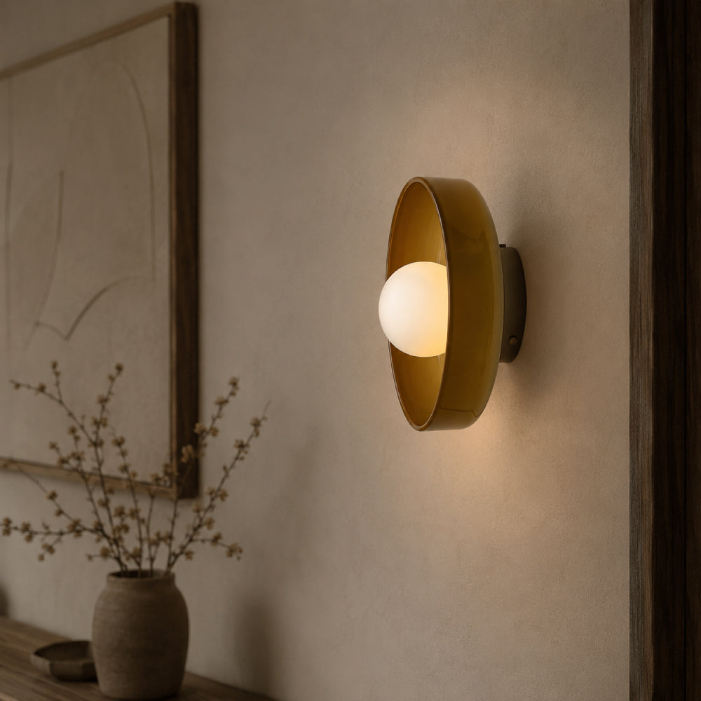 Minimalistisk Loftlampe - Svævende Glaskugle i Cirkulær Ramme 16