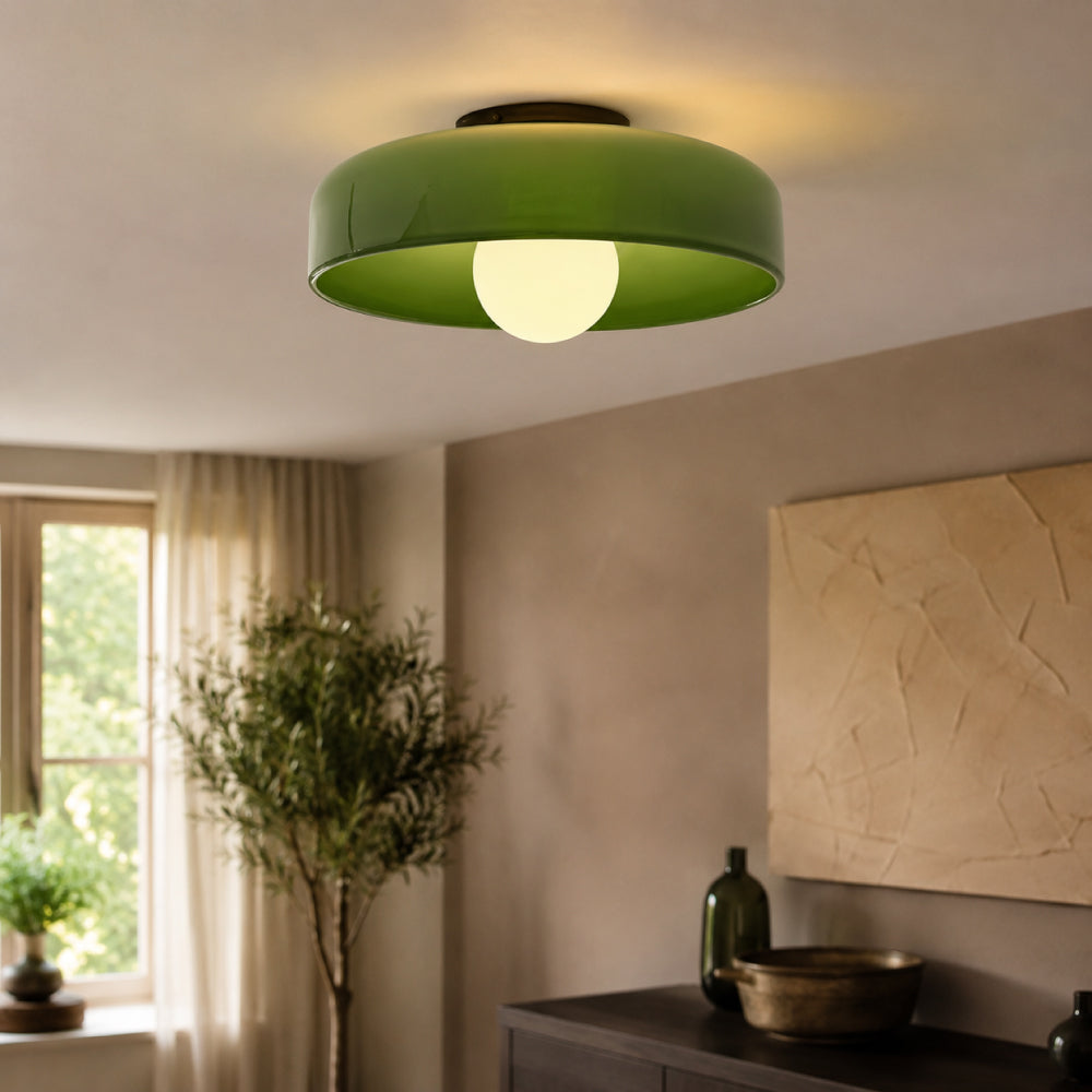 Minimalistisk Loftlampe - Svævende Glaskugle i Cirkulær Ramme 18
