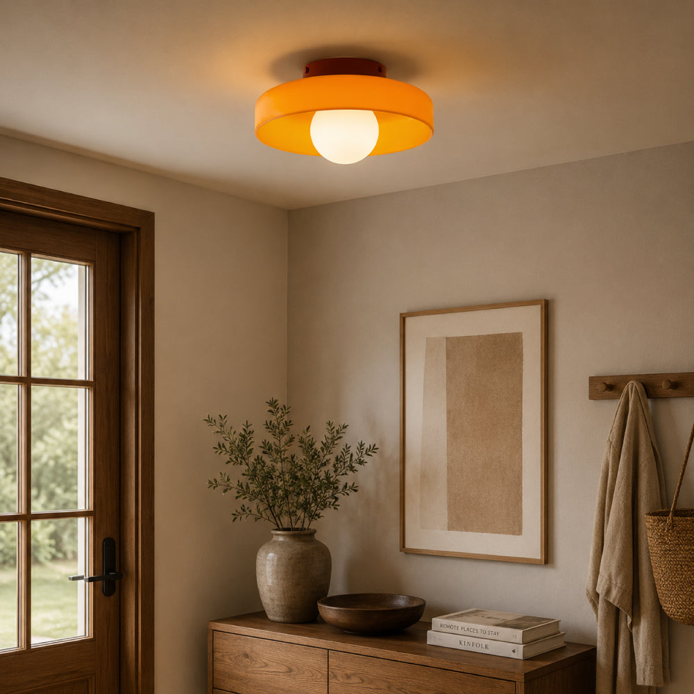 Minimalistisk Loftlampe - Svævende Glaskugle i Cirkulær Ramme 3