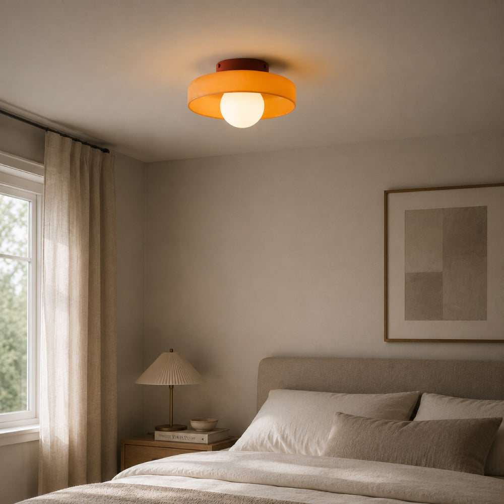 Minimalistisk Loftlampe - Svævende Glaskugle i Cirkulær Ramme 6