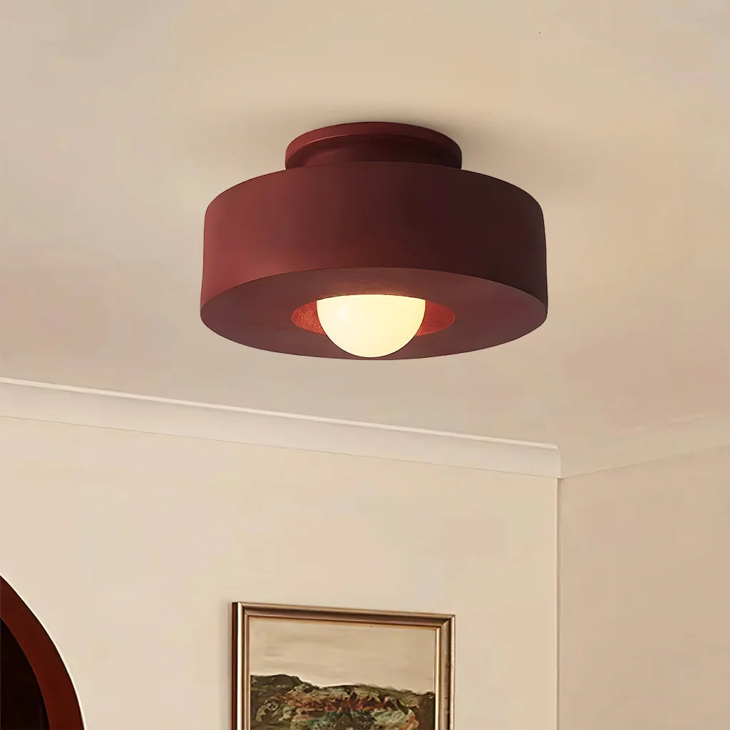Minimalistisk Loftslampe - Svævende Opalglaskugle i Cirkulær Ramme 5
