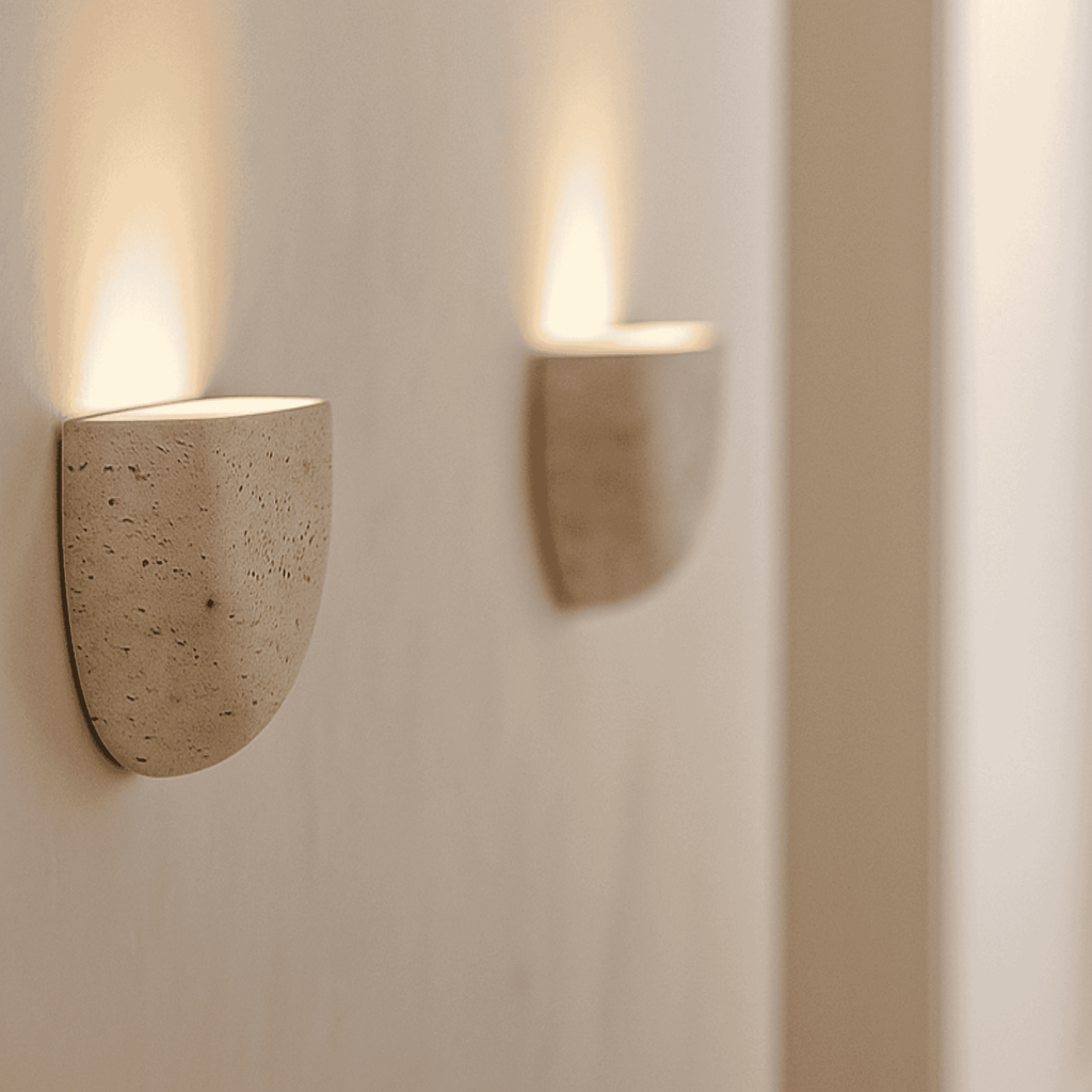 Minimalistisk Travertin Væglampe – Unikt Design med Beroligende Lys 1